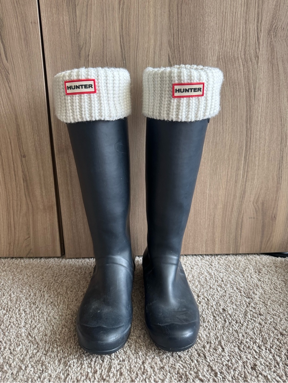 White Half Cardigan Boot Socks for Tall Hunter Boots